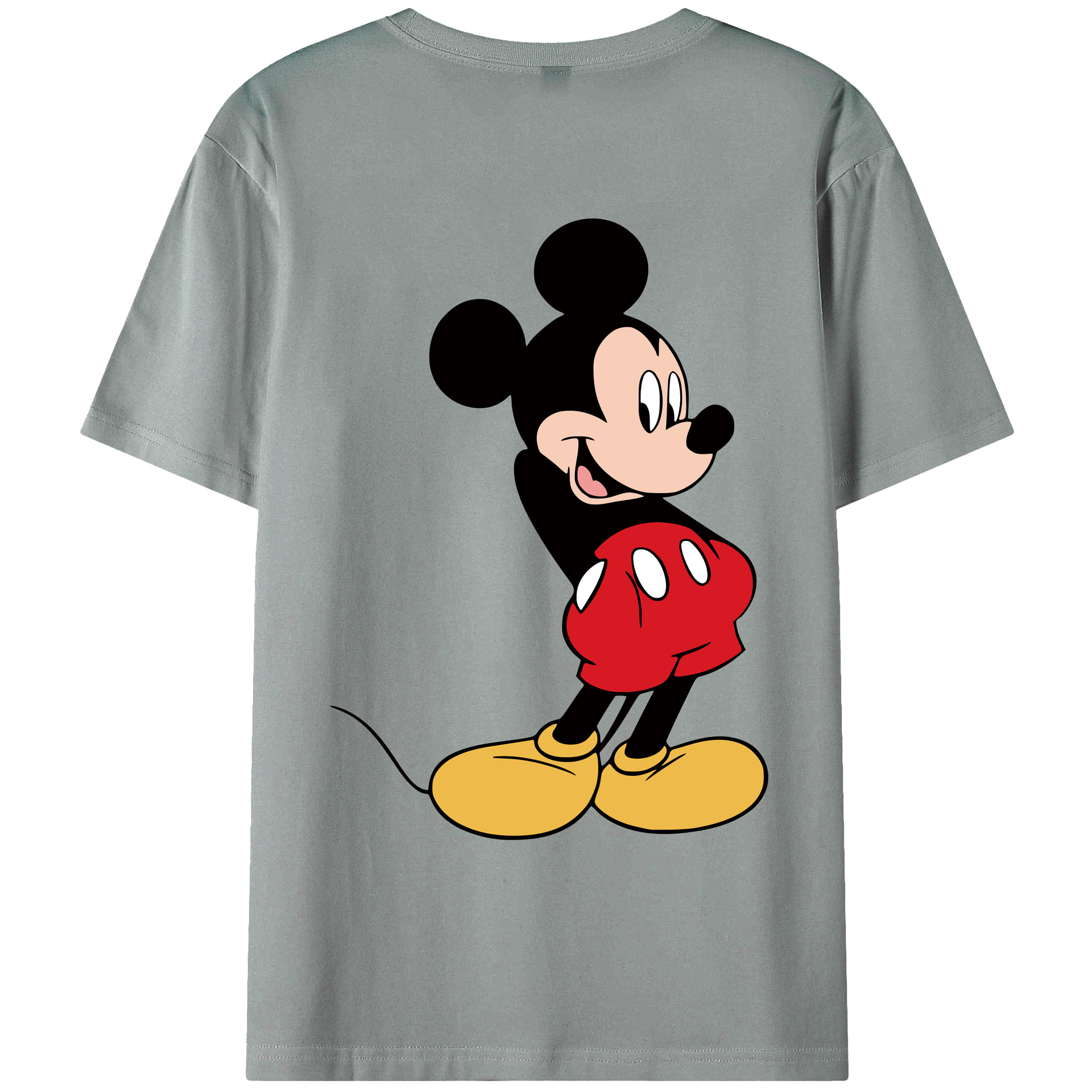 ミッキーマウス Mickey Mouse 綿100％ メンズ半袖Tシャツ（バックプリント） 通気性